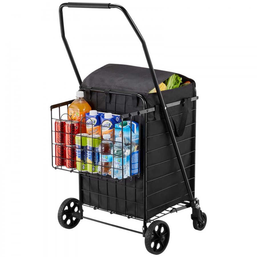 VEVOR Heavy Duty Folding Shopping Cart with Wheels – 100 LBS