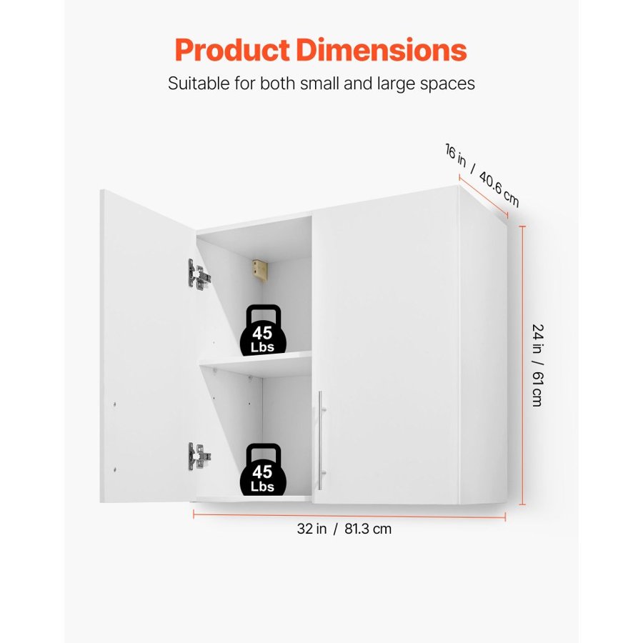 VEVOR Utility Wall Cabinets – 32in, 2-Tier, 90 lb Capacity