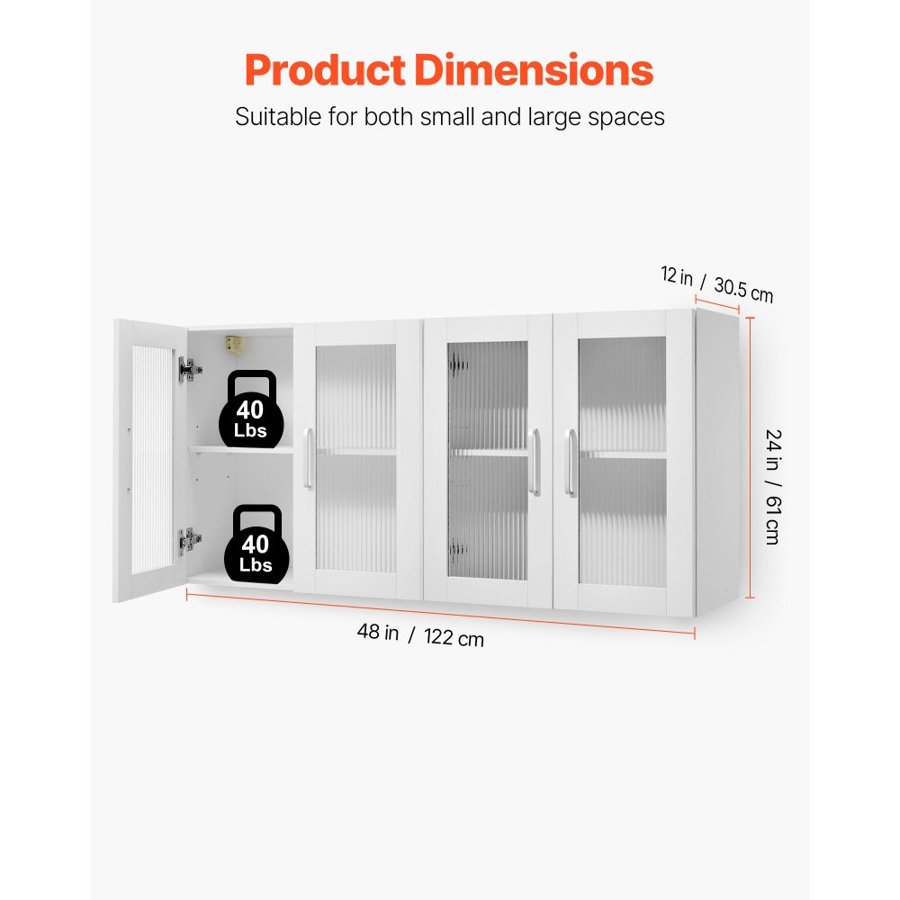 VEVOR White Wall Cabinets for Laundry Room – 12"×24"×24"