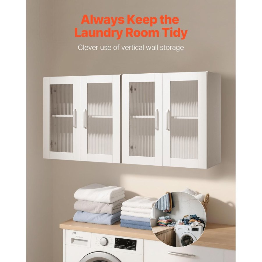 VEVOR White Wall Cabinets for Laundry Room – 12"×24"×24"