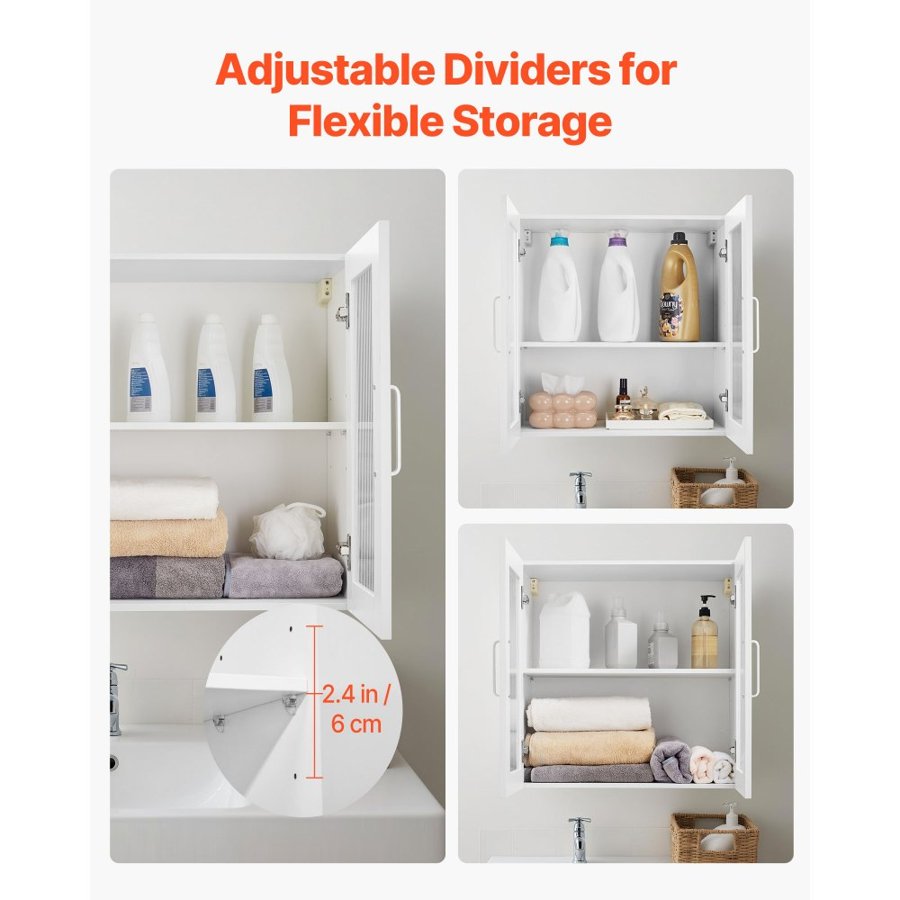 VEVOR White Wall Cabinets for Laundry Room – 12"×24"×24"
