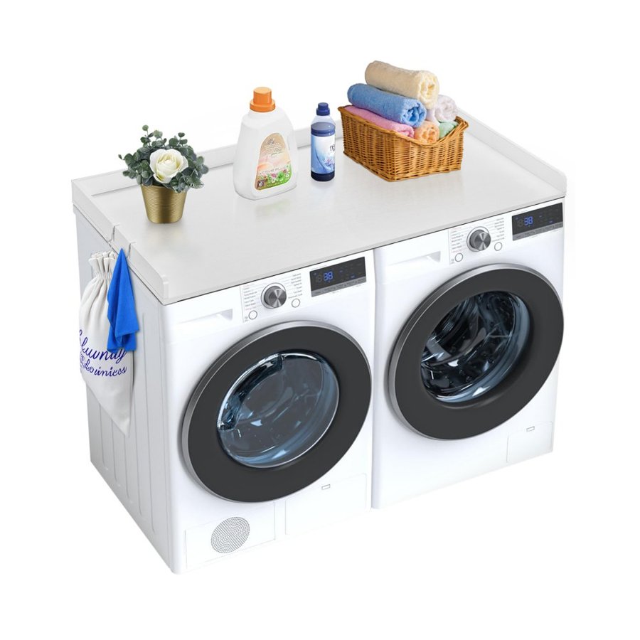 VEVOR Washer Dryer Countertop, 54" x 27" Wooden Washer and Dryer Countertop, Water-Resistant Laundry Machine Topper Cover with Anti-Slip Pads, for Laundry Room Organization and Storage, White