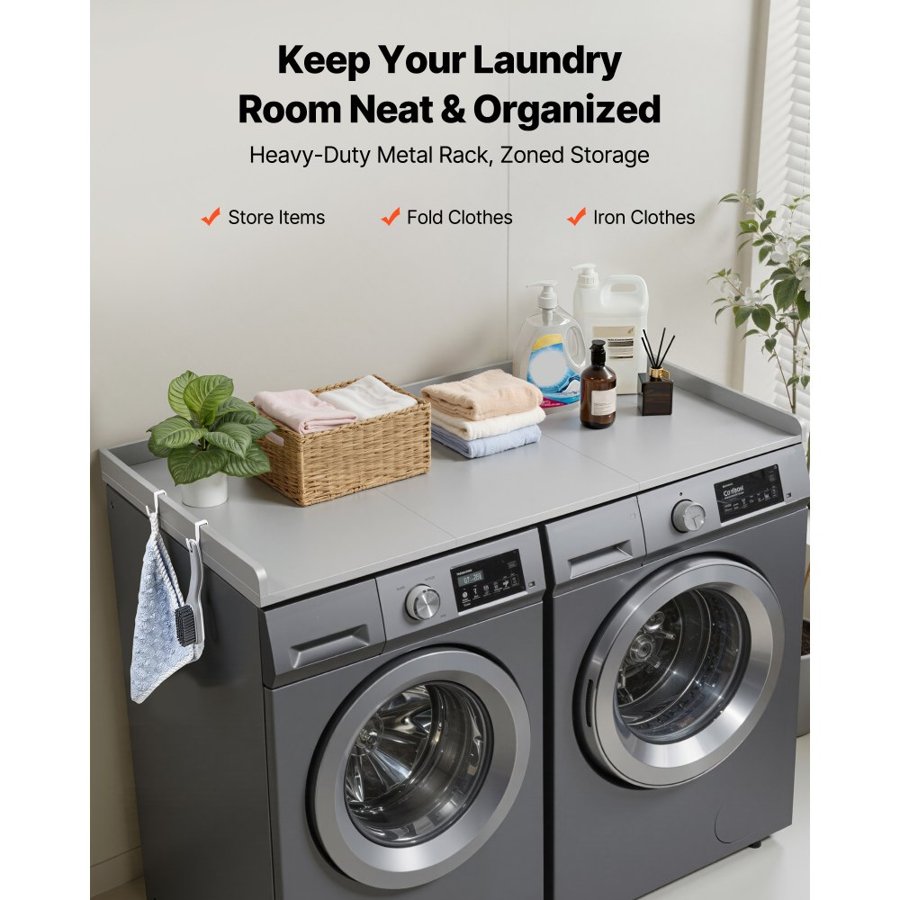 VEVOR Wood Washer Dryer Countertop – 137×69.9 cm, Gray