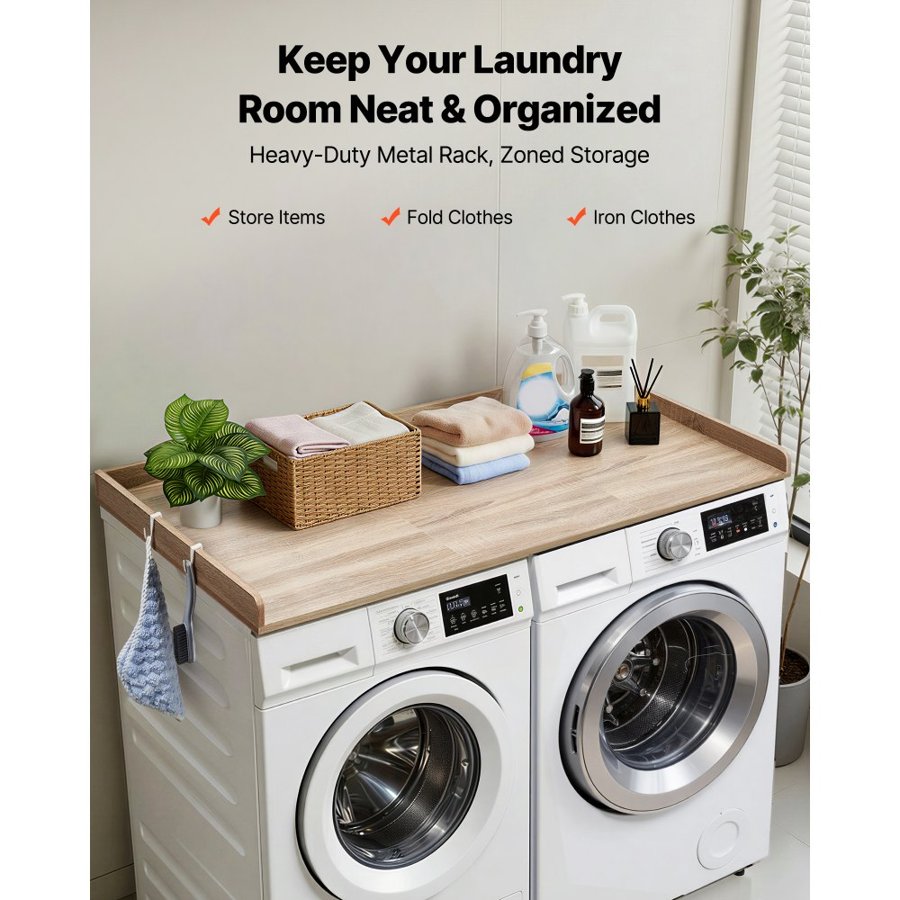 VEVOR Washer and Dryer Wood Top – 137 x 69.9 cm Oak Topper