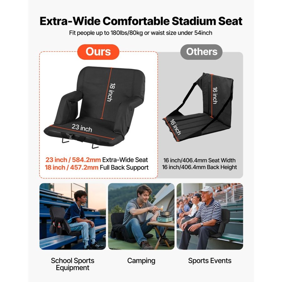 VEVOR Stadium Seats With Back Support And Arms - 2.9''