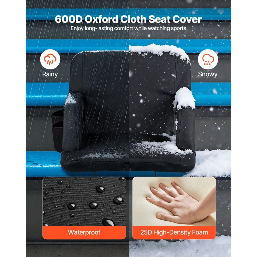VEVOR Bleacher Stadium Chair – 6 Angles, 23" Wide Cushion