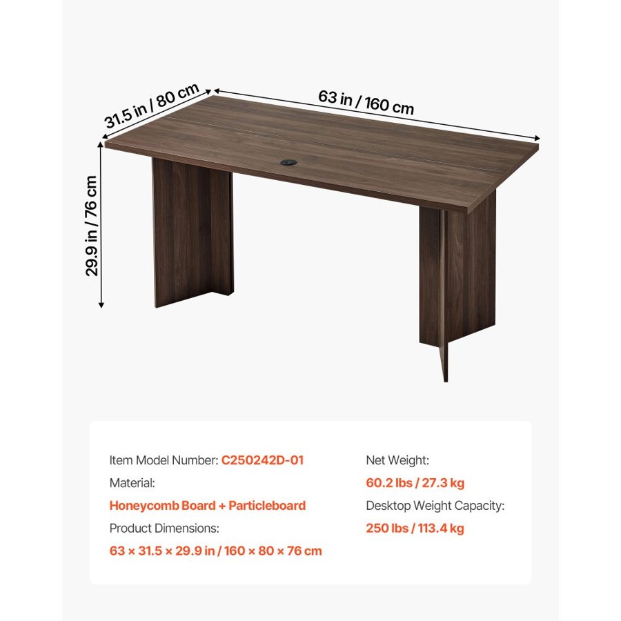 VEVOR Modern Wood Executive Desk – 63 × 31.5 Inch, 250 LBS