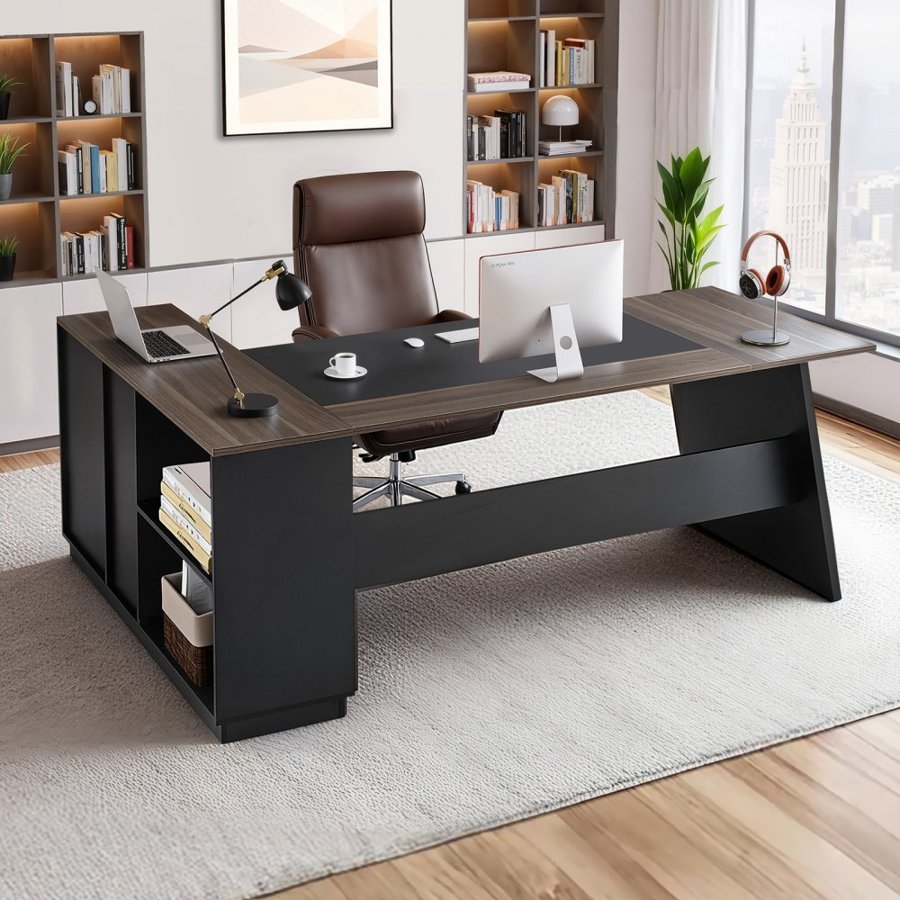 VEVOR L Shape Executive Desk with Drawers – 350lbs, 159.7lbs