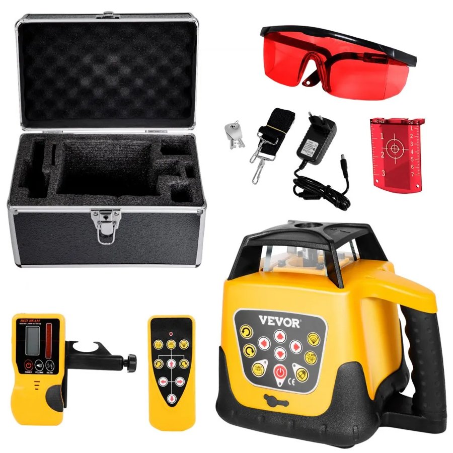 VEVOR Rotary Laser Level Kit – 300m Range, 360° Spin