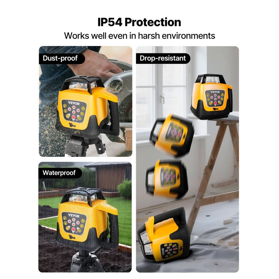 VEVOR Rotary Laser Level Kit – 300m Range, 360° Spin
