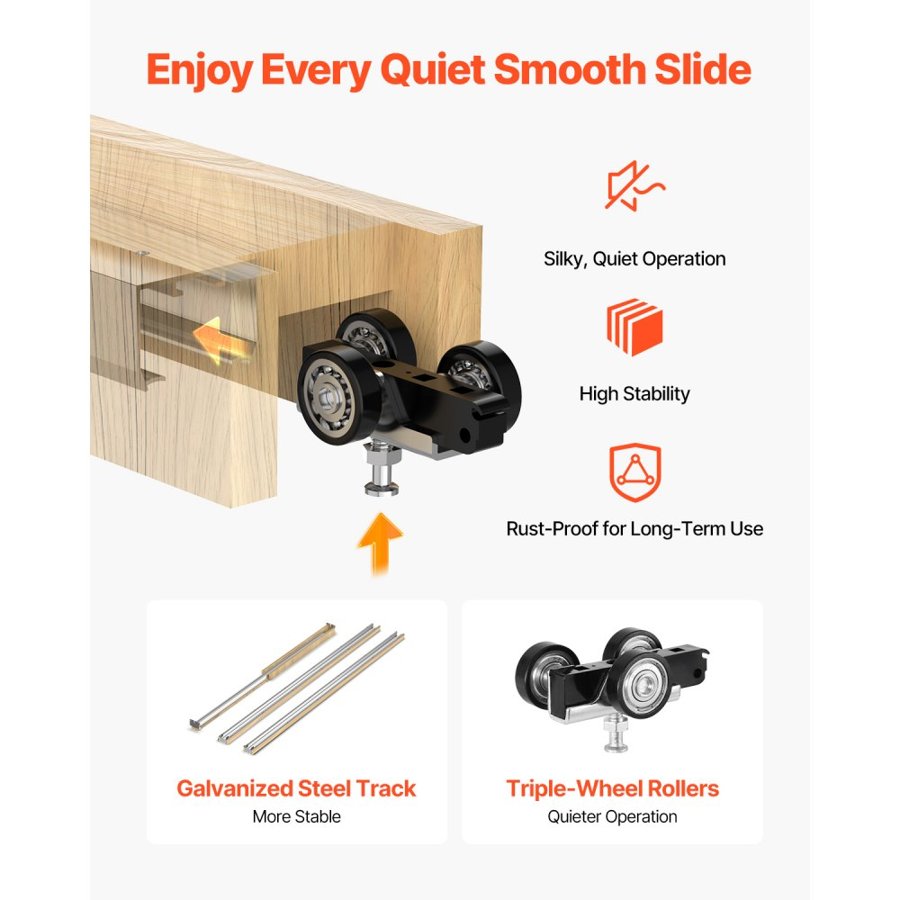 VEVOR Pocket Door Frame Kit 812.8 mm Pocket Door Kit Steel-Wrapped Studs, For Home Doors, Two-Way Soft Close Mechanism, Smooth & Quiet Sliding, Space-Saving Hidden Installation, Adjustable Width