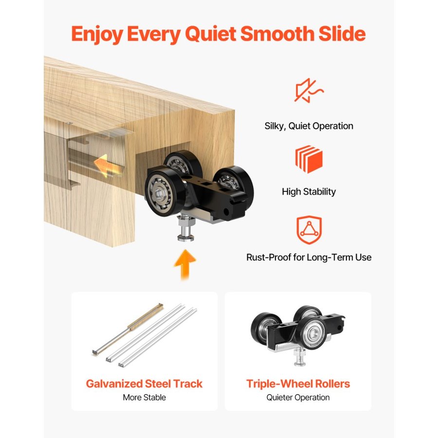 VEVOR Pocket Door Frame Kit 711.2 mm Pocket Door Kit with Steel Studs, For Home Doors, Two-Way Soft Close Mechanism, Smooth & Quiet Sliding, Space-Saving Hidden Installation, Adjustable Width