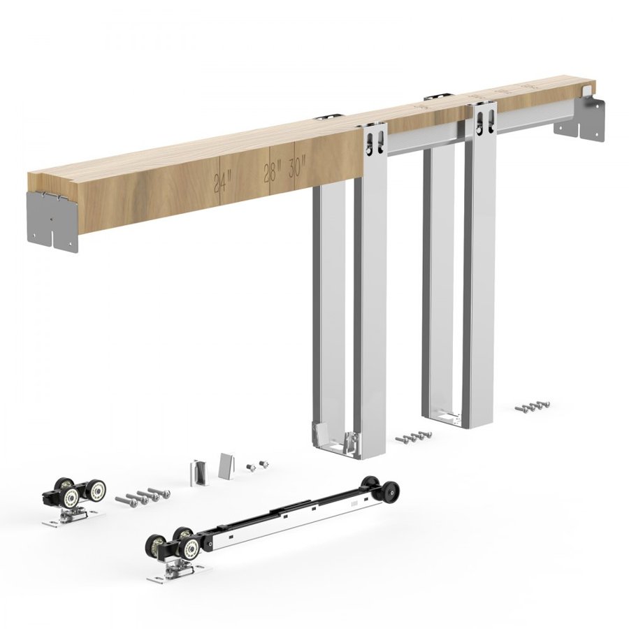 VEVOR Pocket Door Frame Kit 812.8 mm Pocket Door Kit with Steel Studs, For Home Doors, Two-Way Soft Close Mechanism, Smooth & Quiet Sliding, Space-Saving Hidden Installation, Adjustable Width