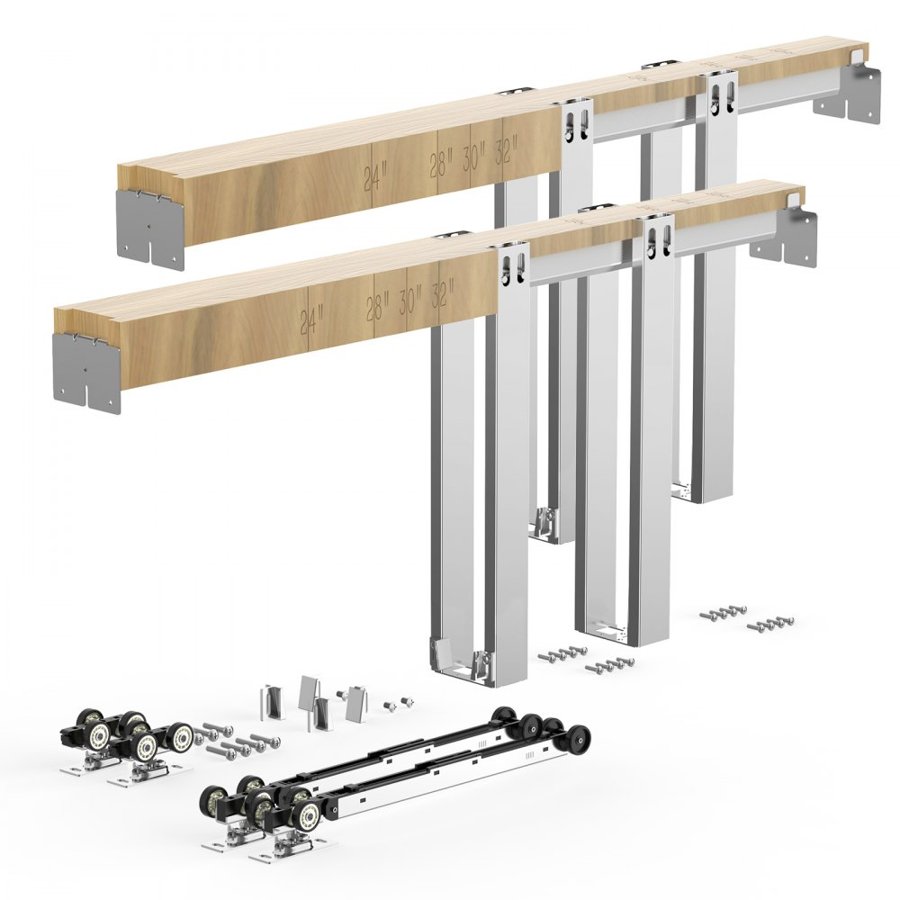 VEVOR Pocket Door Frame Kit 1828.8 mm Pocket Door Kit with Steel Studs, For Home Doors, Two-Way Soft Close Mechanism, Smooth & Quiet Sliding, Space-Saving Hidden Installation, Adjustable Width