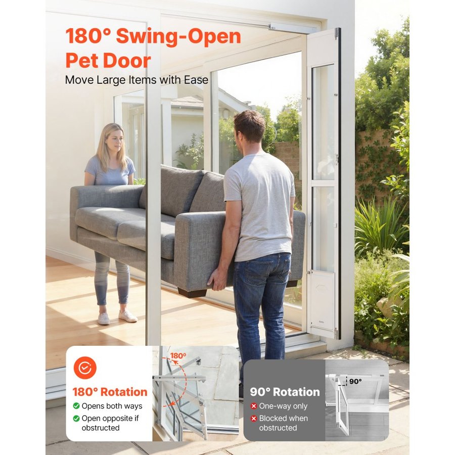 VEVOR Medium Dog Door for Sliding Glass Door – 40 lbs, PVC