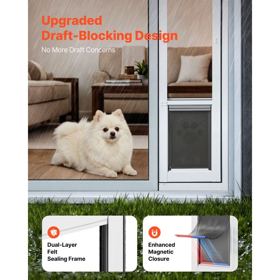 VEVOR Medium Dog Door for Sliding Glass Door – 40 lbs, PVC