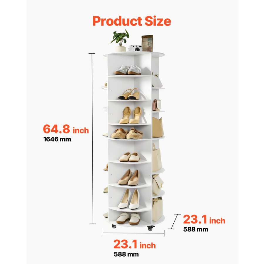 VEVOR Spinning Shoe Rack Tower – 7 Tier, 360° Rotating