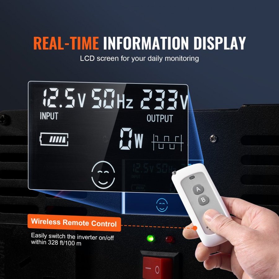 VEVOR Modified Sine Wave Inverter – 5000W, 12V to 230V