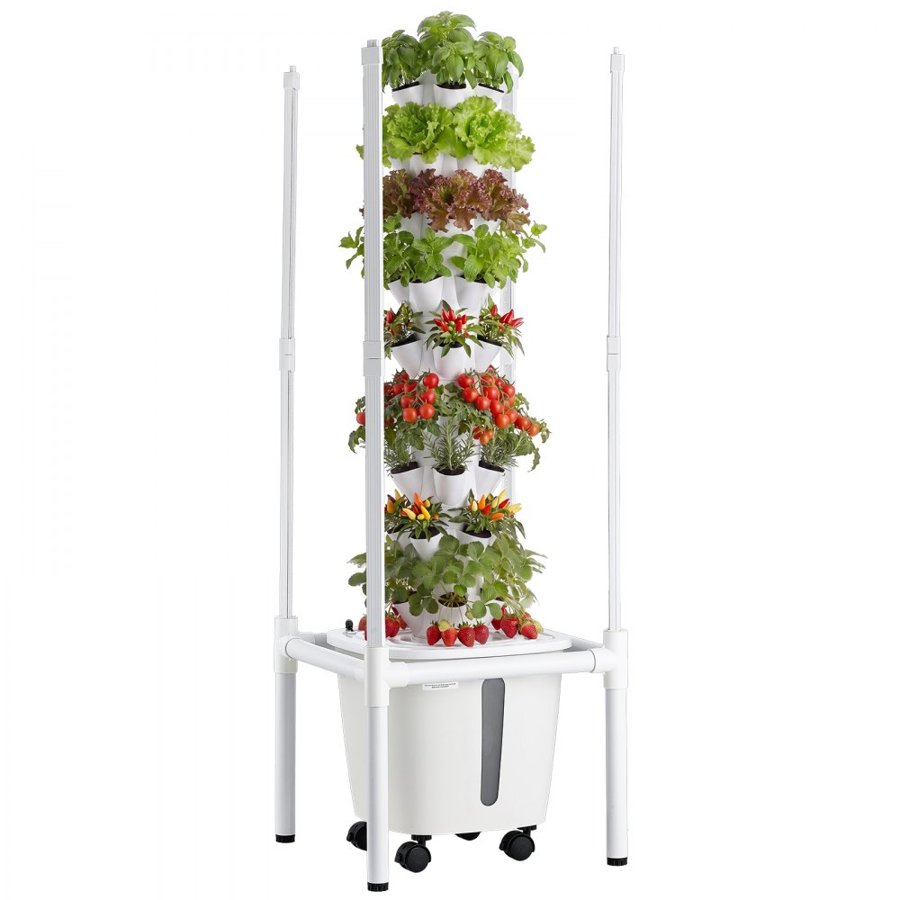 VEVOR Hydroponic Tower with Lights – 45 Pods, Full-Spectrum