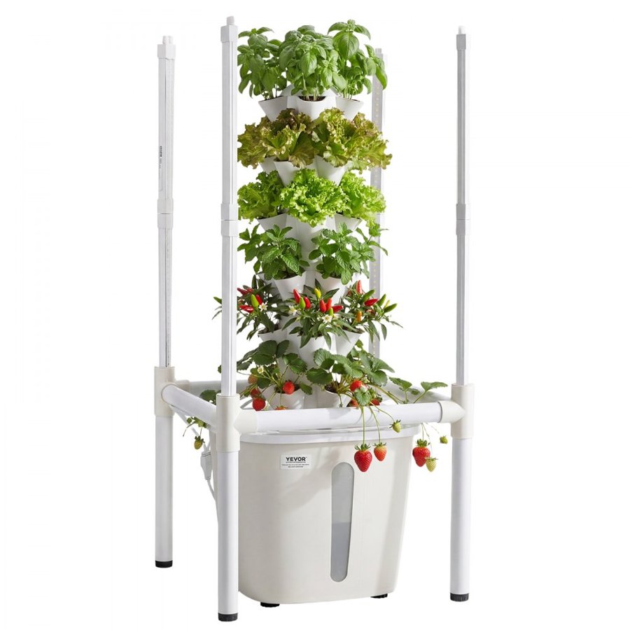 VEVOR Indoor Hydroponic Garden Tower – 6-Tier, 30 Pods