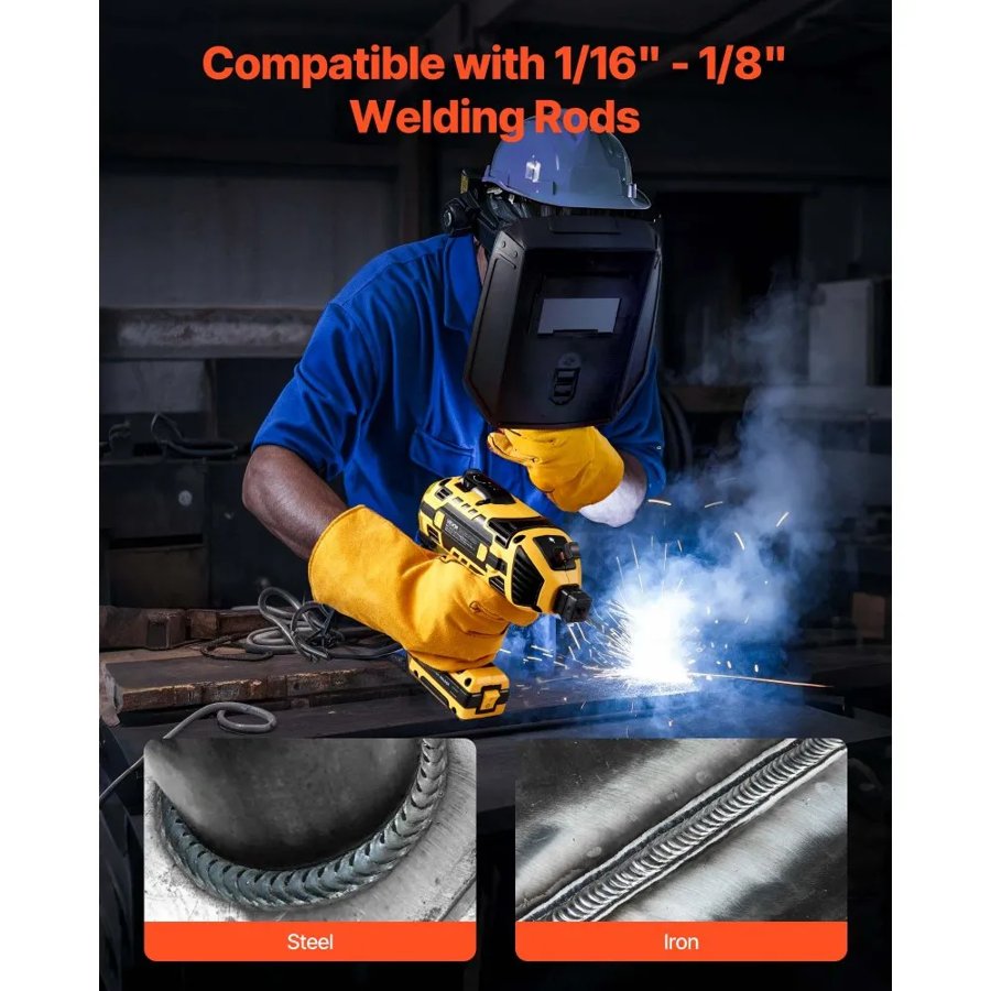 VEVOR Portable Handheld Welding Machine, 20 - 120A Portable ARC Welder with 5-Level Current Adjustment & IGBT Inverter, Handheld Stick Welder with Hot Start Function Fit for 1.6mm-3.2mm Welding Rods