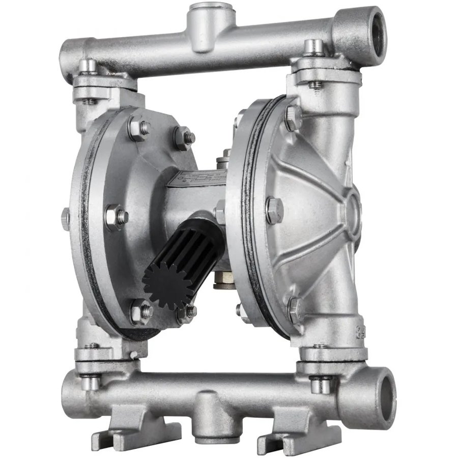 VEVOR Air-Operated Double Diaphragm Pump, Inlet & Outlet, Stainless Steel Body, 11.4L/min(3GPM), PTFE Diaphragm Pneumatic Transfer Pump for Petroleum, Diesel, Oil & Low Viscosity Fluids
