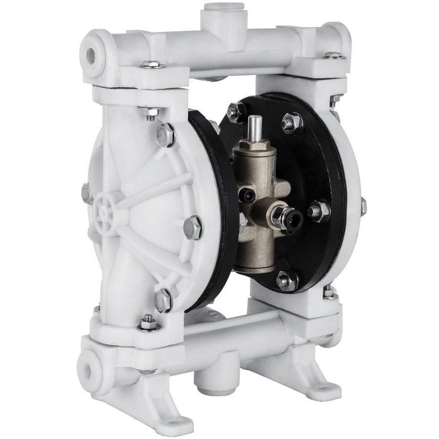 VEVOR Air-Operated Double Diaphragm Pump, Inlet & Outlet, Polypropylene Body, 9.5 L/min(2,5 GPM), PTFE Diaphragm Pneumatic Transfer Pump for Petroleum, Diesel, Oil & Low Viscosity Fluids