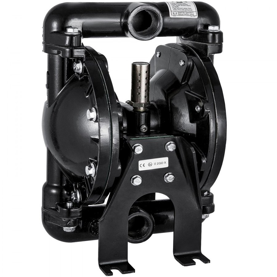 VEVOR Air-Operated Double Diaphragm Pump 25.4mm(1 inch) Inlet Outlet Aluminum 90 L/min(24 GPM) Max 8 bar(120PSI) for Industrial Use