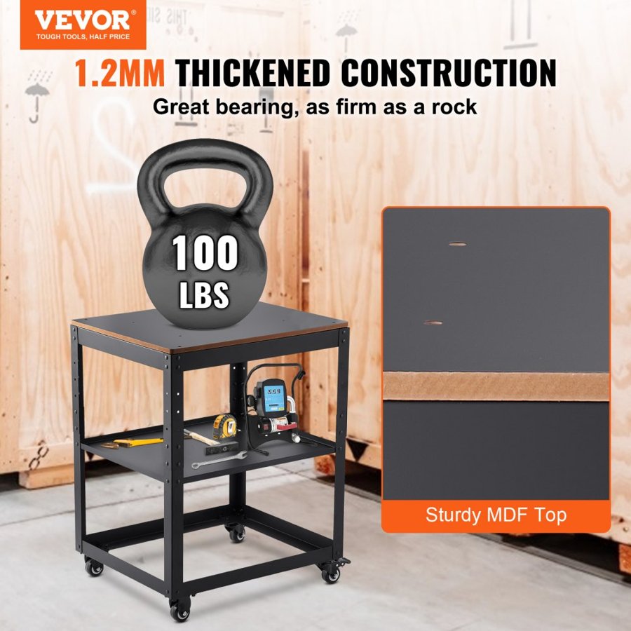 VEVOR Planer Stand, 100 lbs/ 45 kg heavy loads, Three-Gear Height Adjustable thickness planer table,with 4 Stable Casters & Storage Space, for most planers, saws, bench-top machines, power tools