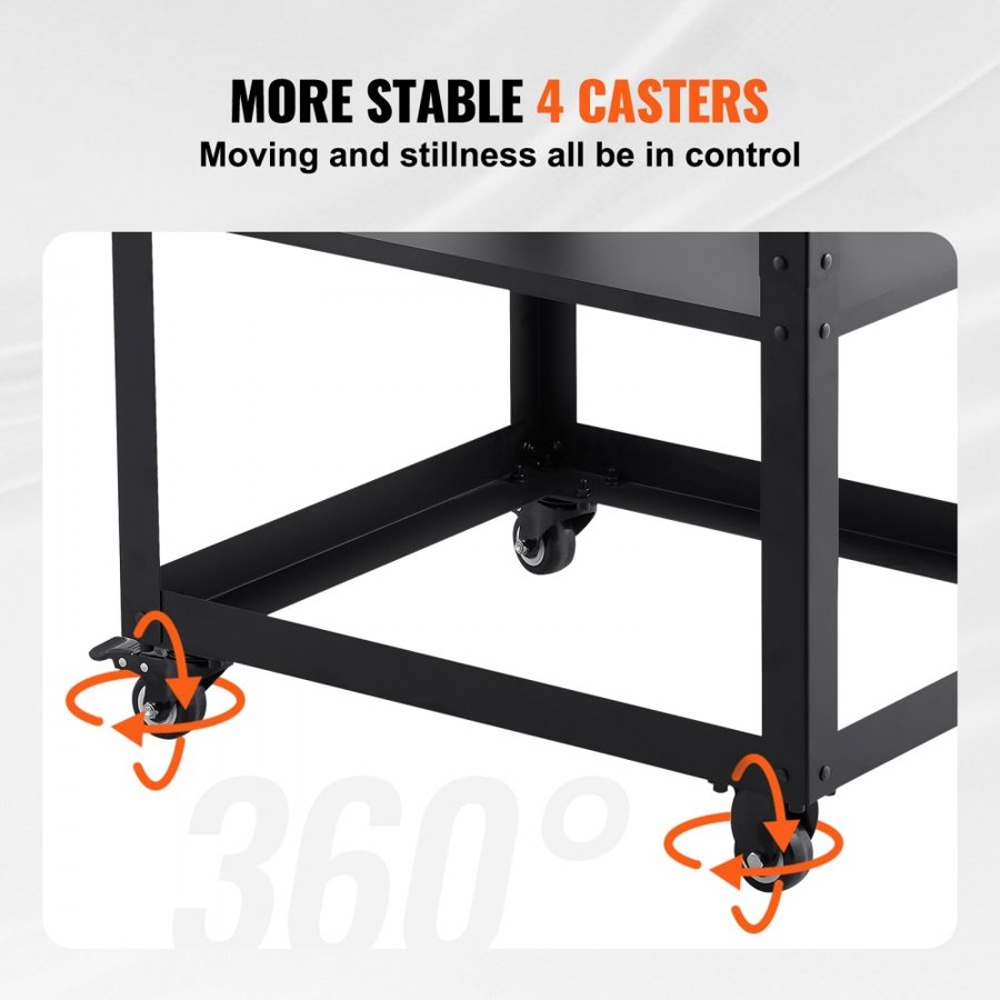 VEVOR Planer Stand, 100 lbs/ 45 kg heavy loads, Three-Gear Height Adjustable thickness planer table,with 4 Stable Casters & Storage Space, for most planers, saws, bench-top machines, power tools