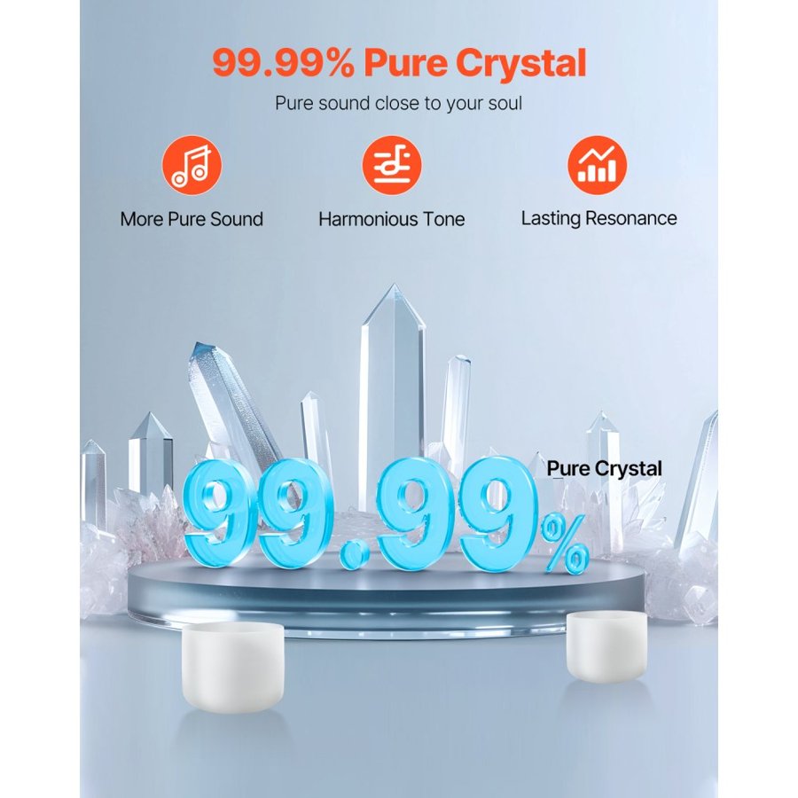 VEVOR Crystal Singing Bowls – 8" & 10" A/F notes, 2 Bowl Set