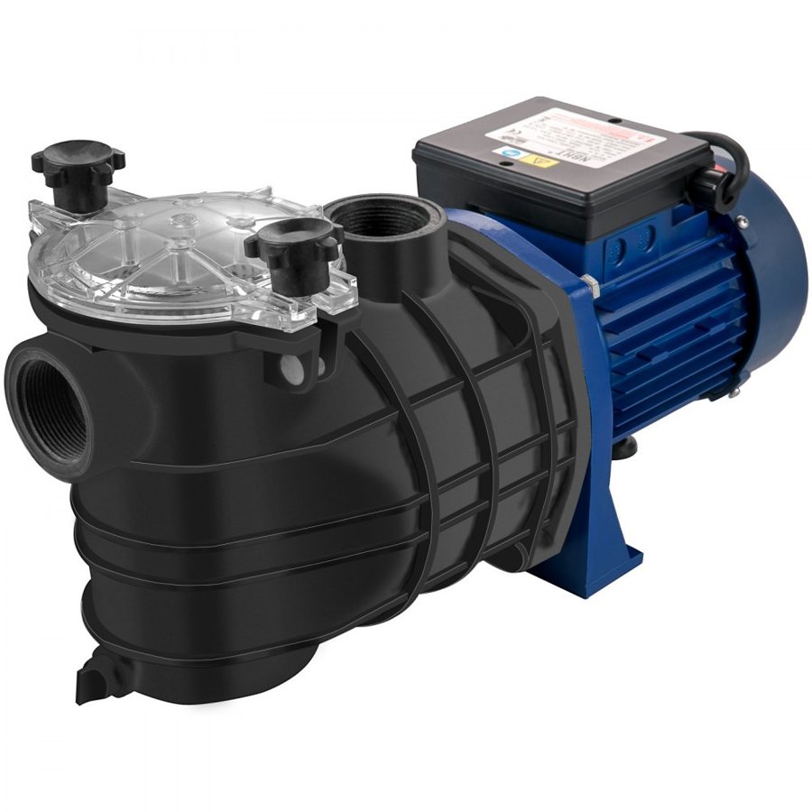 VEVOR 750 W(1 HP) Pool Pump, 15000 L/h 750W Pool Pump In/Ground Swimming Pool Pump with Strainer Basket Pool Pump Motor for Clean Swimming Pool Water 50 mm(1.97") Inlet/Outlet pool filter pump with 2 Fitting Hoses
