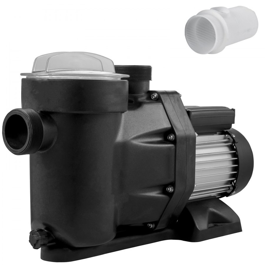 VEVOR 1 HP Pool Pump, 19200 L/h 750W Pool Pump In/Ground Swimming Pool Pump with Strainer Basket Pool Pump Motor for Clean Swimming Pool Water 1.97" Inlet/Outlet pool filter pump with 2 Fitting Hoses
