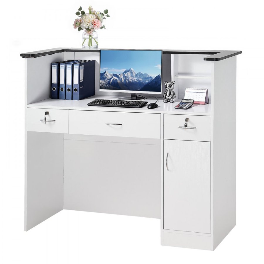 VEVOR Rectangular Reception Desk – 127.5 cm, 3 Drawers