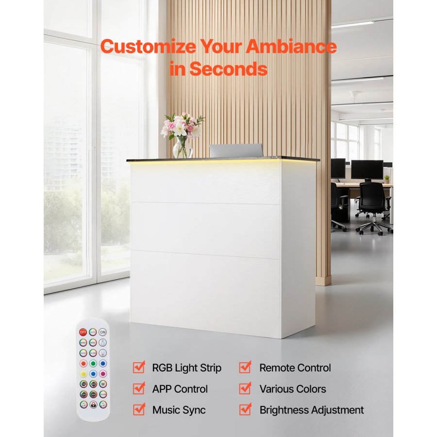 VEVOR Rectangular Reception Desk – 127.5 cm, 3 Drawers