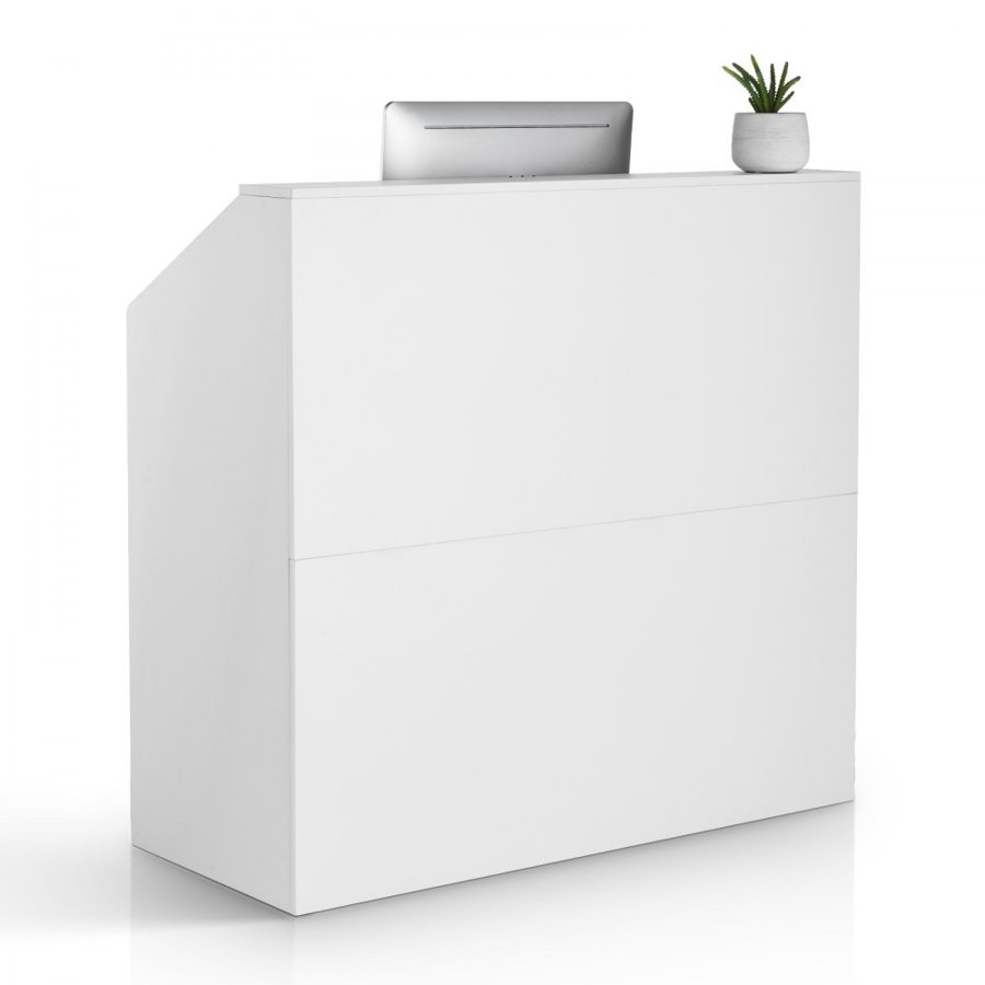 VEVOR Reception Desk, 46.46 x 19.69 x 43.90 in  Rectangular Front Counter Table, Office Reception Desk, Retail Counter and Front Reception Counter, for Checkout, Lobby, Beauty Salon and Office, White