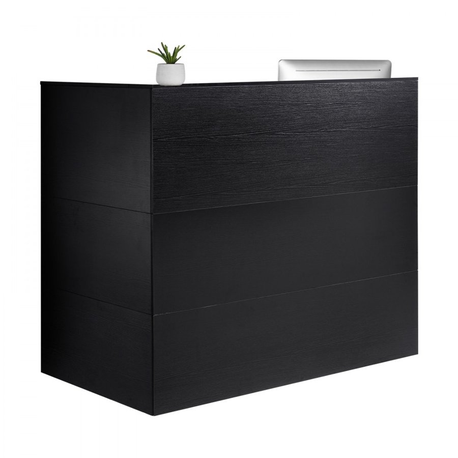 VEVOR Reception Desk, 55.12 x 31.50 x 47.24 in  L-Shaped Front Counter Table, Office Reception Counter with Drawer Keyboard Tray and Storage Cabinet, for Checkout, Lobby, Beauty Salon & Office, Black