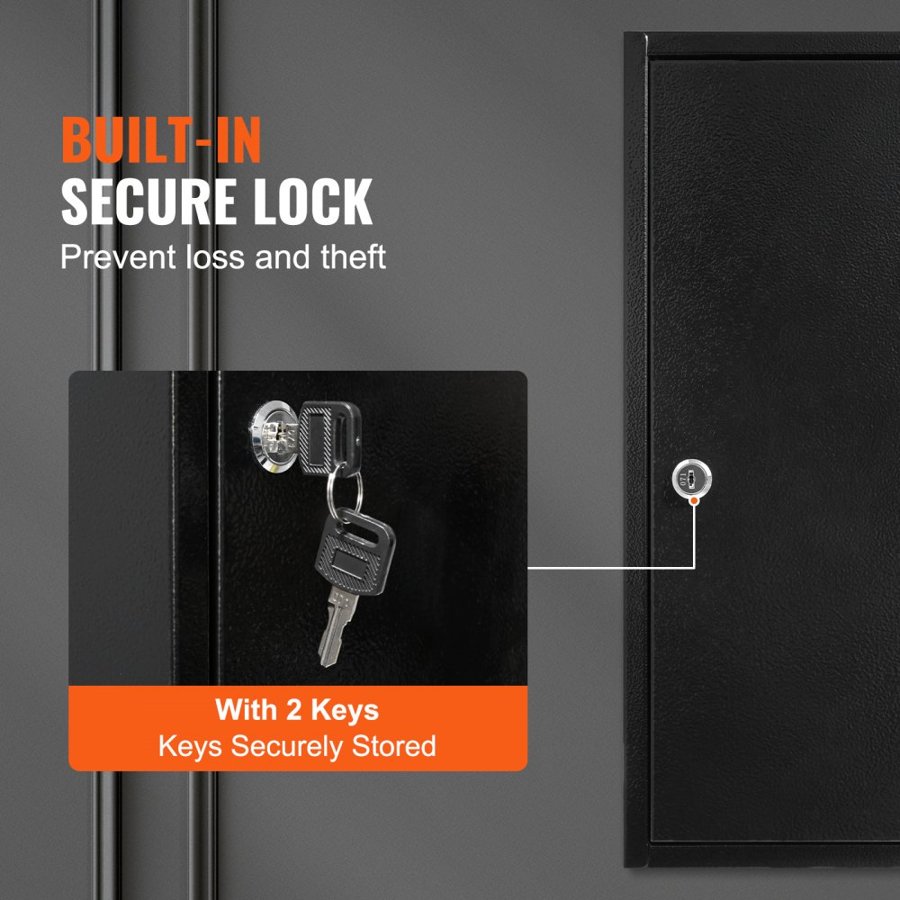 VEVOR 100-Key Cabinet, Key Lock Box with Adjustable Racks, Security Key Storage Box Steel, Key Organizer with 100 Colorful Key Tags and 2 Record Cards for School, Office, Hotel