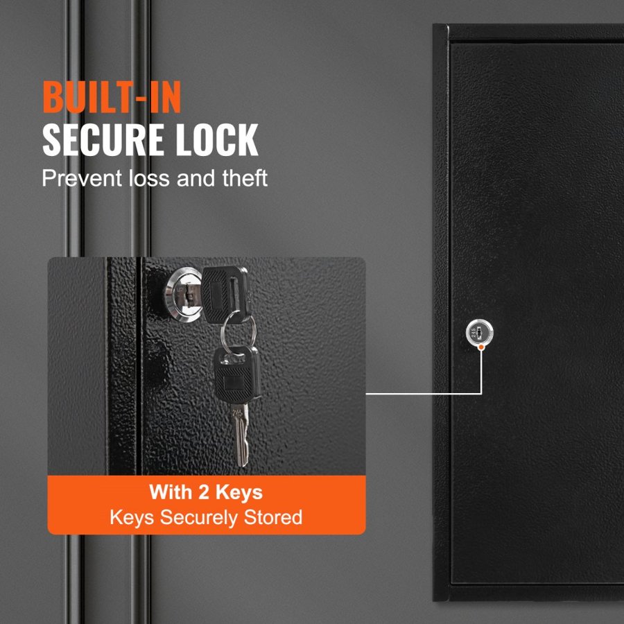 VEVOR 200-Key Cabinet, Key Lock Box with Adjustable Racks, Security Key Storage Box Steel, Key Organizer with 200 Colorful Key Tags and 4 Record Cards for School, Office, Hotel