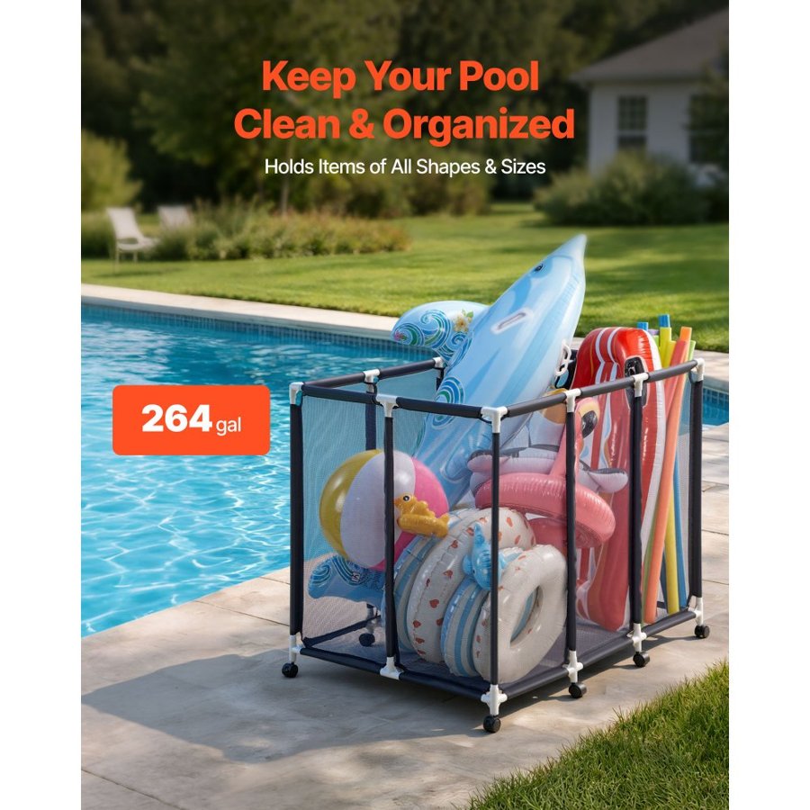 VEVOR Rolling Pool Storage – 48"×33"×39", Casters, Mesh