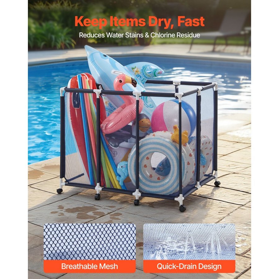 VEVOR Rolling Pool Storage – 48"×33"×39", Casters, Mesh