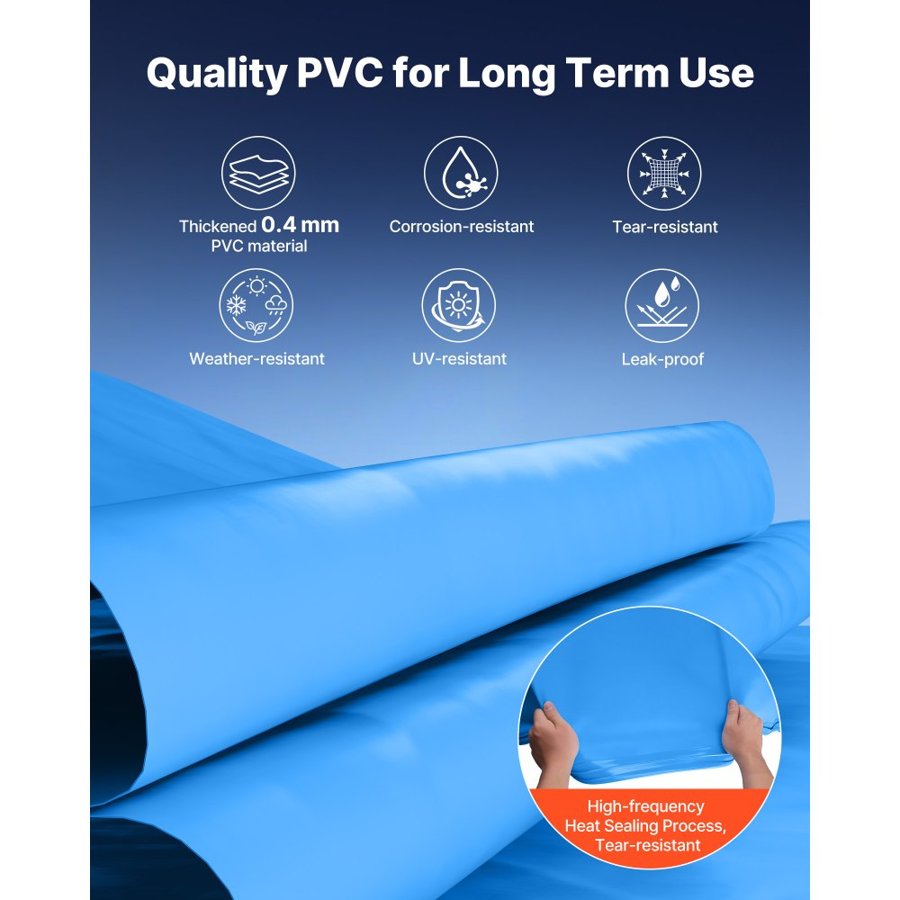 VEVOR 12 ft Round Pool Liner – 0.4 mm PVC, 90 cm Wall Fit