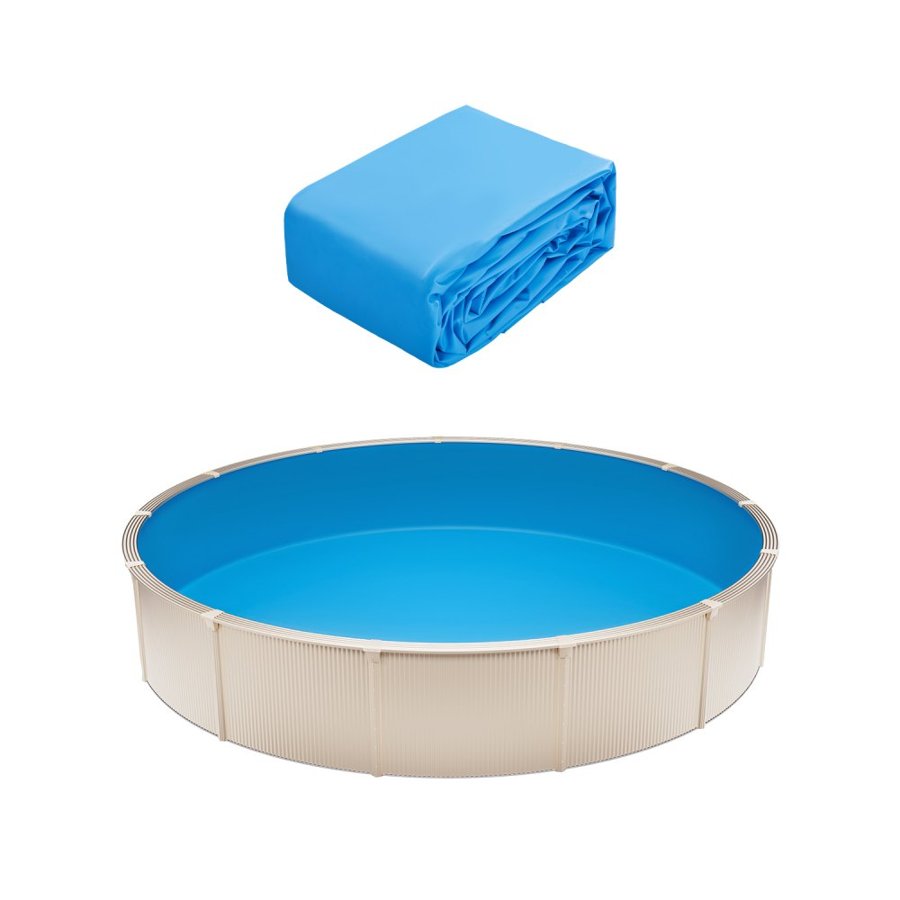 VEVOR Pool Liner, 15ft Round Pool Liner, Uinbead Style, Durable Vinyl Pool Liner, Standard Gauge, 47in Wall Height, Pool Liner Replacement for Steel Sided Above-Ground Swimming Pools, Solid Color