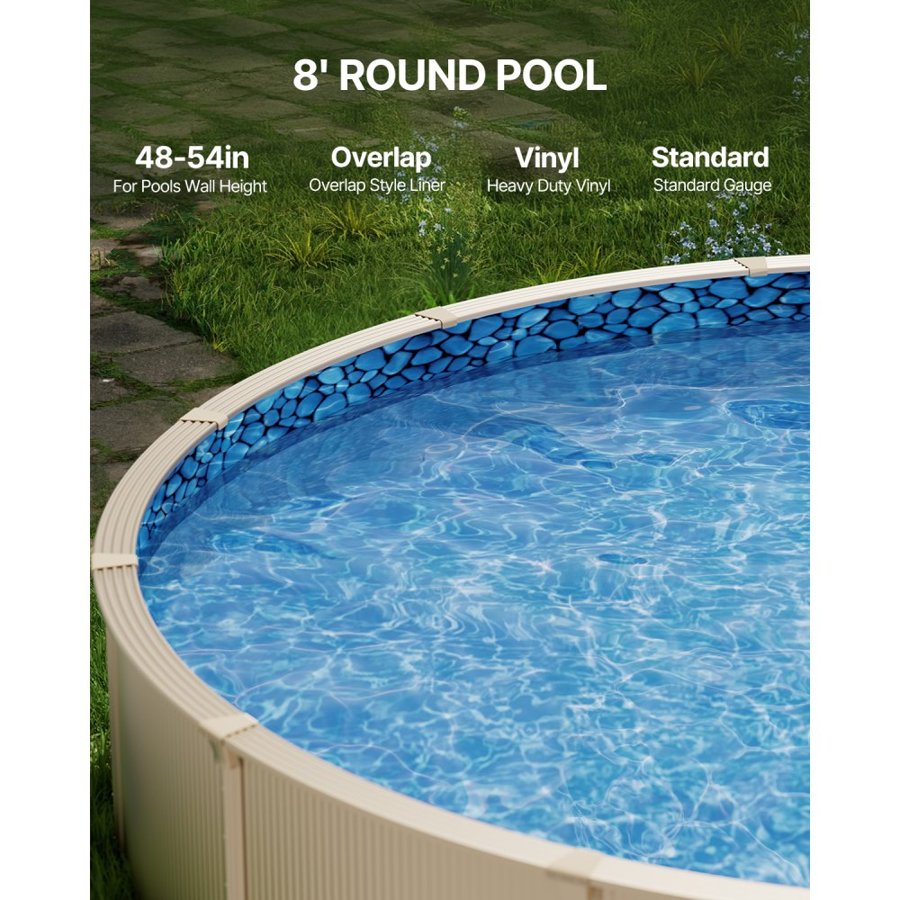 VEVOR 8 Foot Round Pool Liner – 48 to 54 Inch, 10 cm Overlap