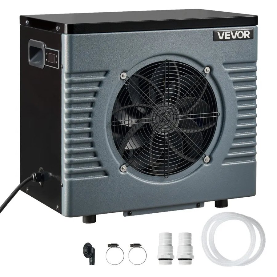 VEVOR 4920 W Pool Heat Pump, Electric Pool Heater for Above Ground Up to 18 m³, Max COP 5.29, Low Noise, GFCI Protection, 15-40 ℃ Heating Temperature for Swimming & Fitness, 220V 50Hz