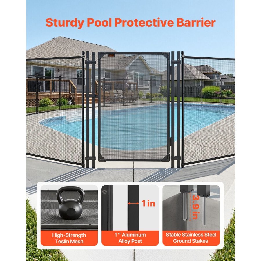 VEVOR Pool Fence Self Closing Gate – 4x2.5 ft, Black