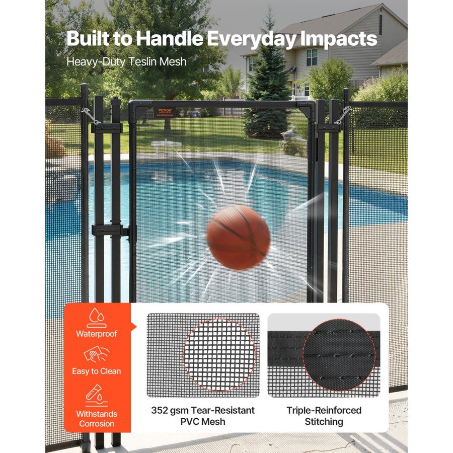 VEVOR Pool Fence Self Closing Gate – 4x2.5 ft, Black