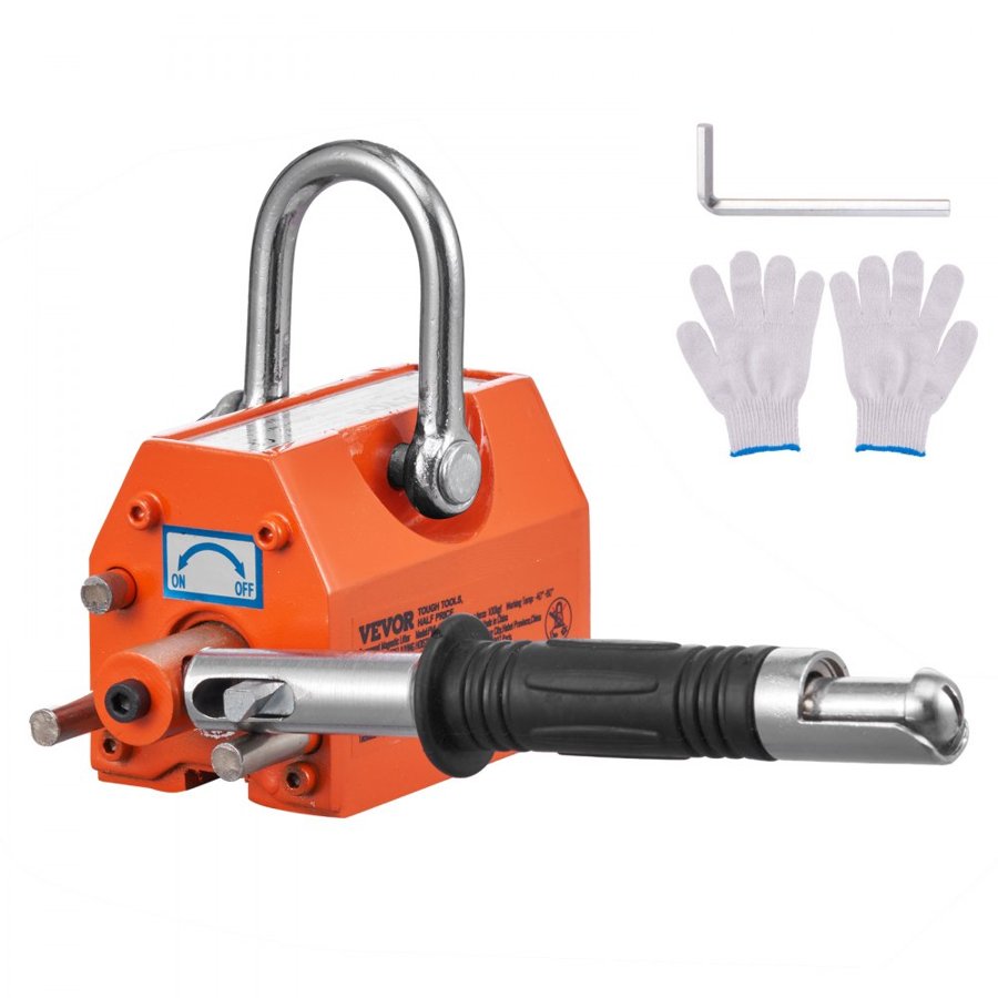 VEVOR Magnetic Lifter, 220 lbs/100 kg Pulling Capacity, 2.5 Safety Factor, Neodymium & Steel, Lifting Magnet with Release, Permanent Lift Magnets, Heavy Duty Magnet for Hoist, Shop Crane, Block, Board