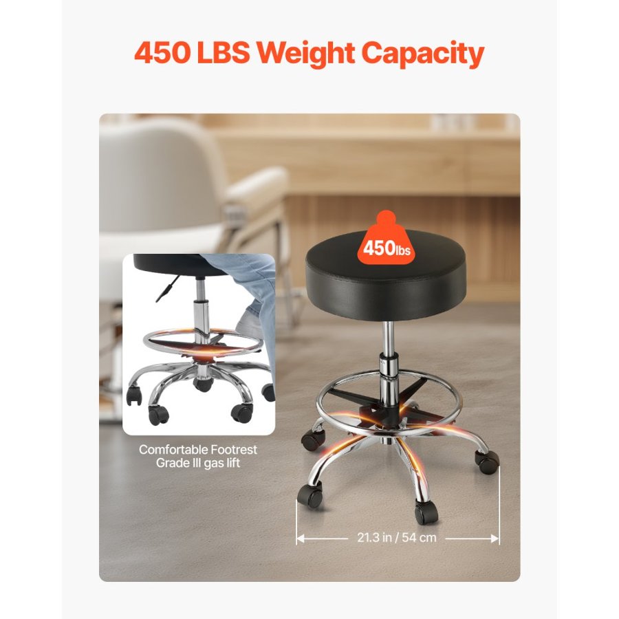 VEVOR High Rolling Stool Chair with Wheels — 450LB Capacity
