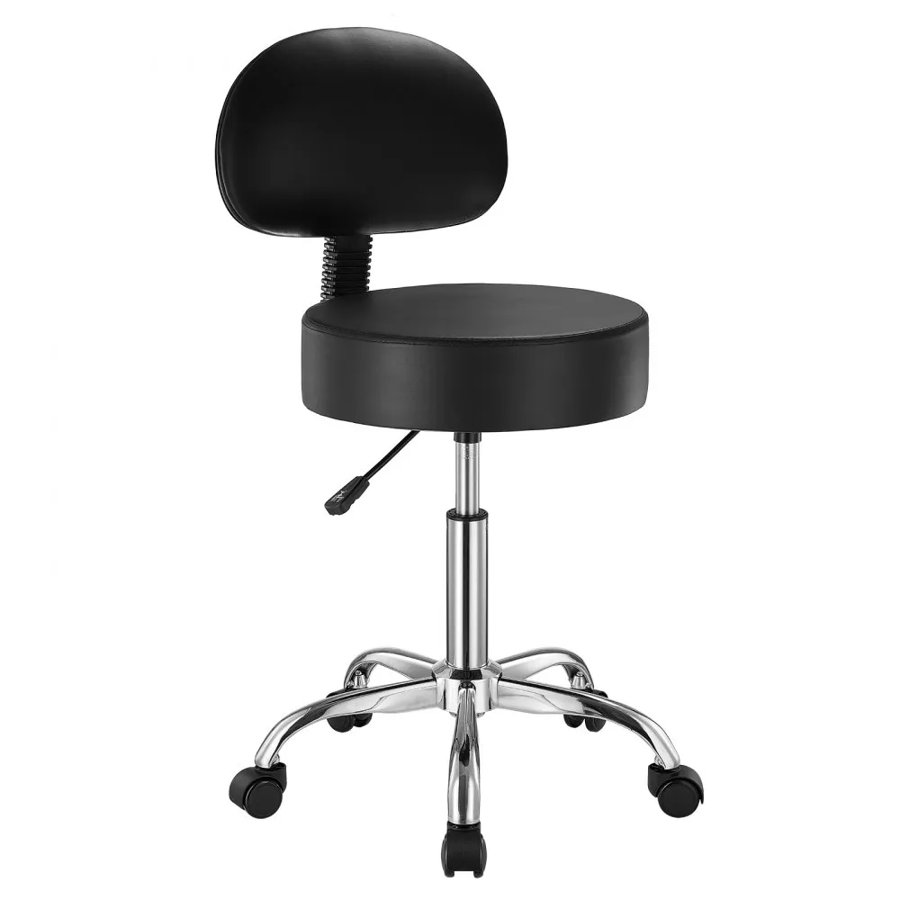 VEVOR Rolling Stool with Back Support – 450LBS, 21.7-28"